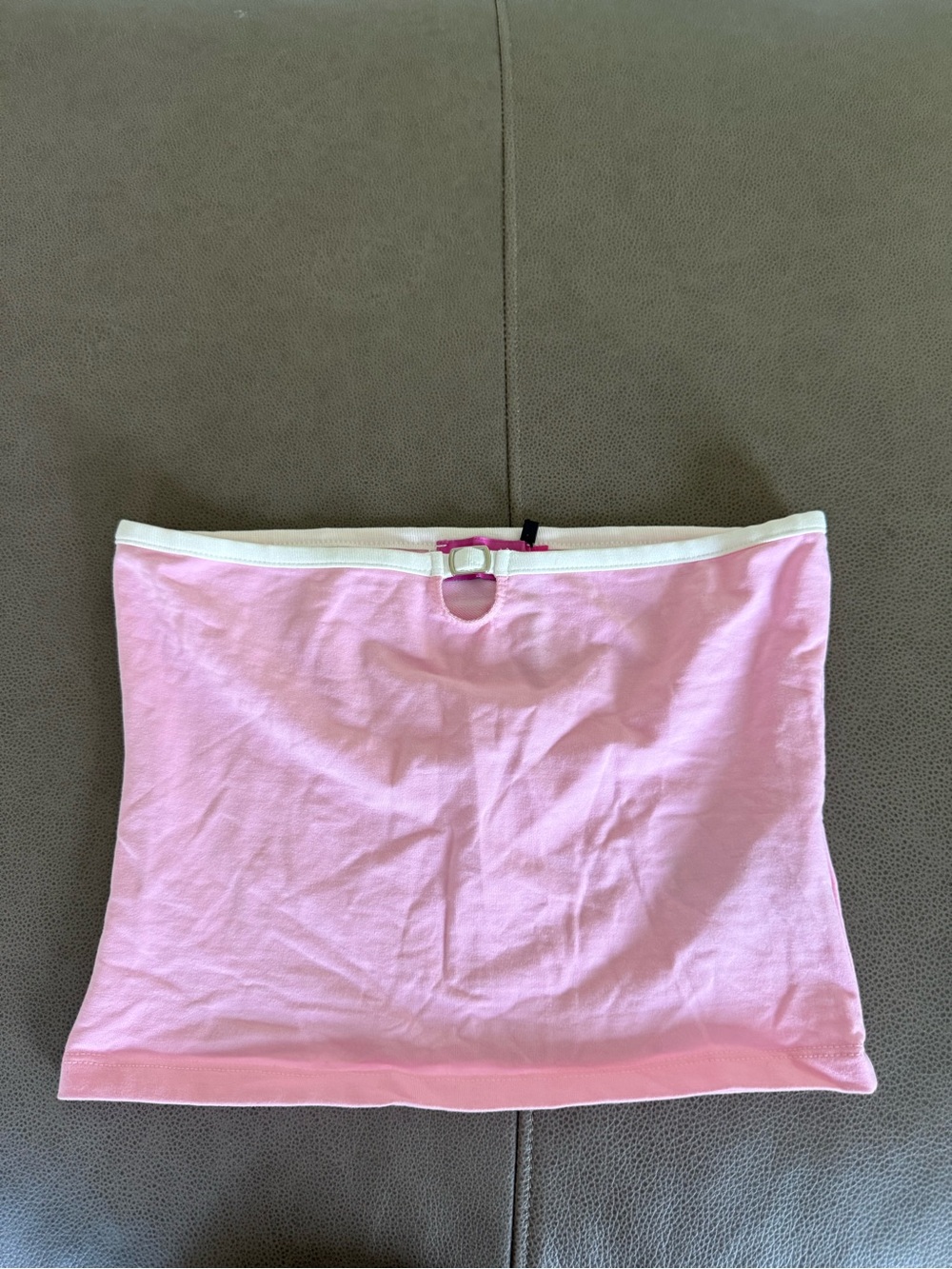 Edikted Light Pink Tube Top with White Trim and Ring Detail